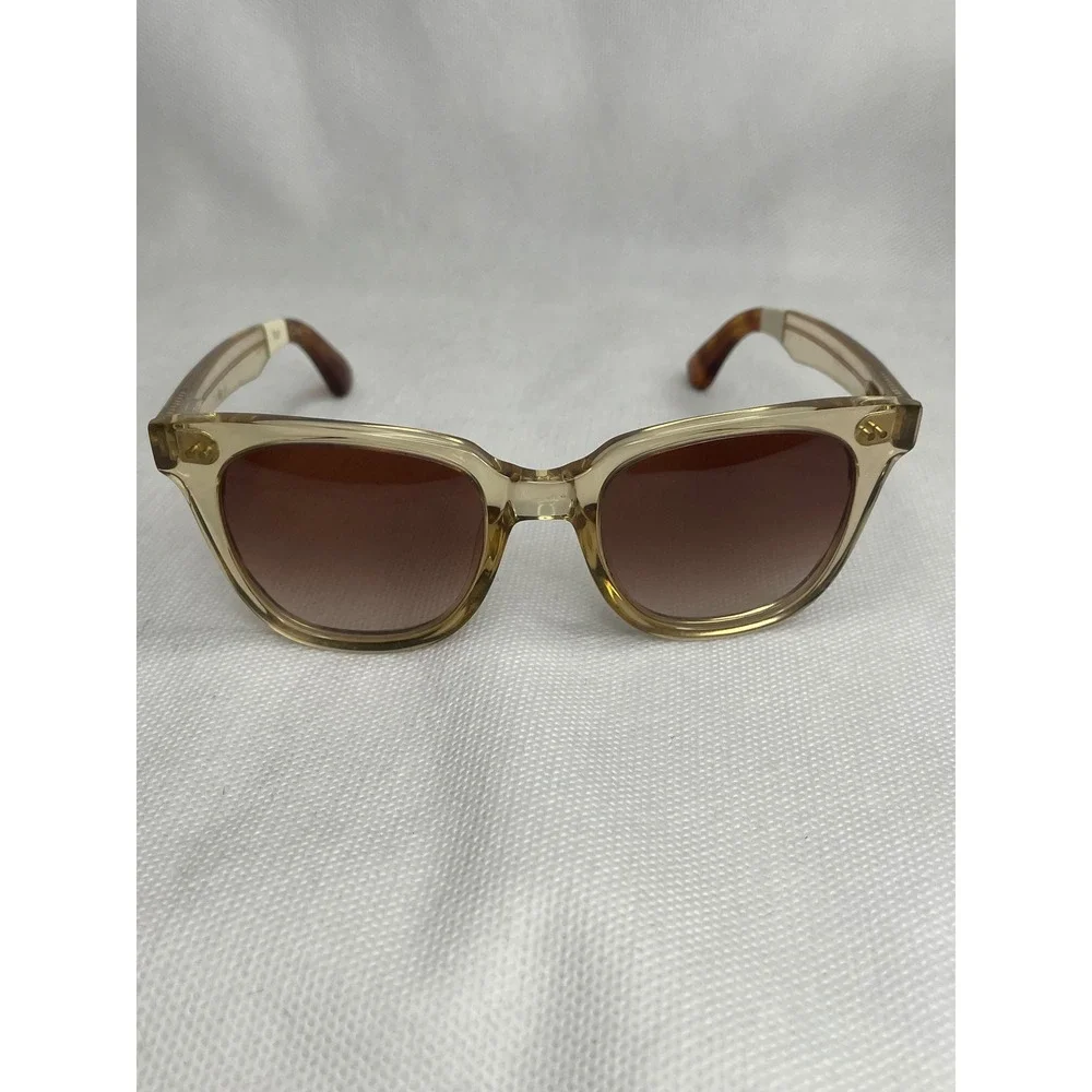 Toms Memphis Sunglasses Clear Tan Acetate Frame Gold Gradient Lenses 49[]20-143